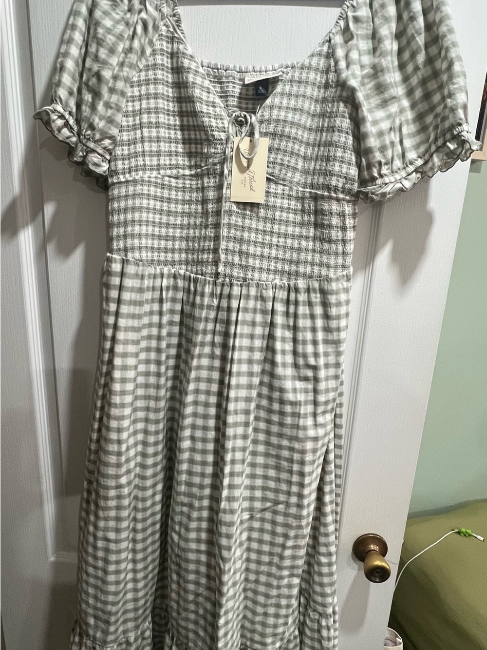 Sage Green Gingham Smocked Dress Universal Thread